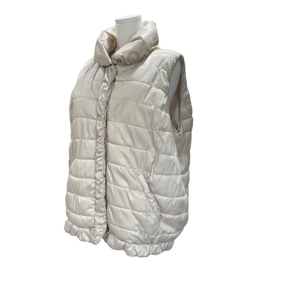 Coldwater Creek Beige Puffer Vest Quilted Winter Warm Minimalist Neutral 1X - Picture 7 of 10